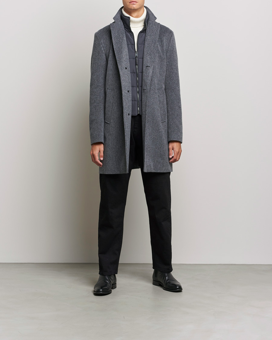Mies | Päällystakit | BOSS | Hyde Wool/Cashmere Stand Up Collar Coat Silver