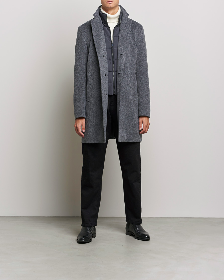 Mies | Takit | BOSS BLACK | BOSS Hyde Wool/Cashmere Stand Up Collar Coat Silver