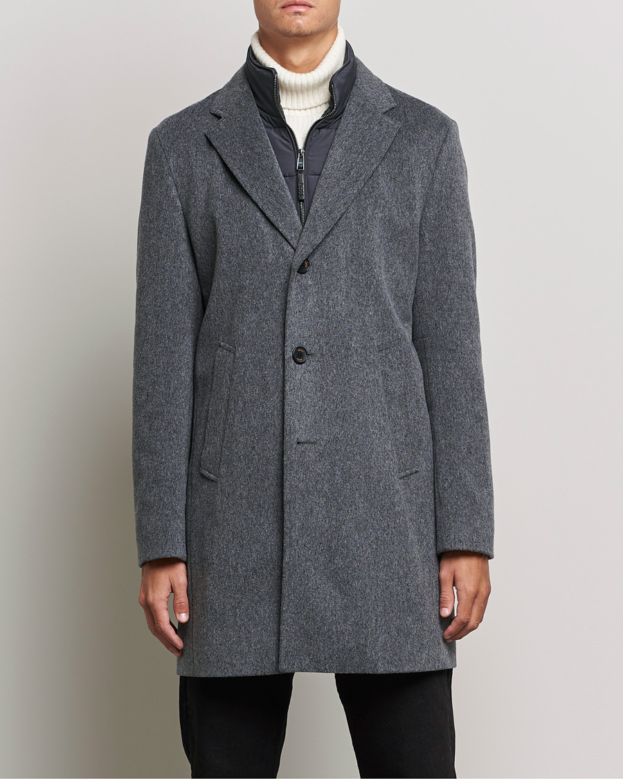 Mies | Takit | BOSS BLACK | BOSS Hyde Wool/Cashmere Stand Up Collar Coat Silver