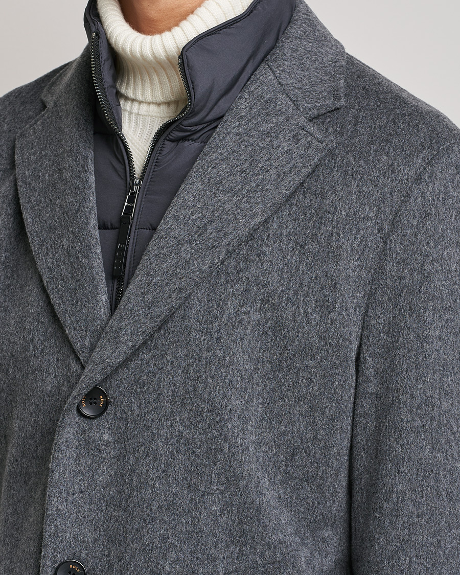 Mies | Takit | BOSS BLACK | BOSS Hyde Wool/Cashmere Stand Up Collar Coat Silver