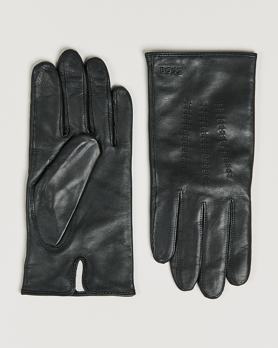 Miehet |  | BOSS | Hainz Leather Gloves Black