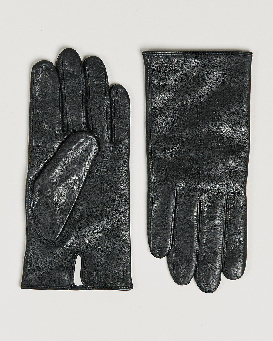 Mies | Hainz Leather Gloves Black | BOSS BLACK | Hainz Leather Gloves Black