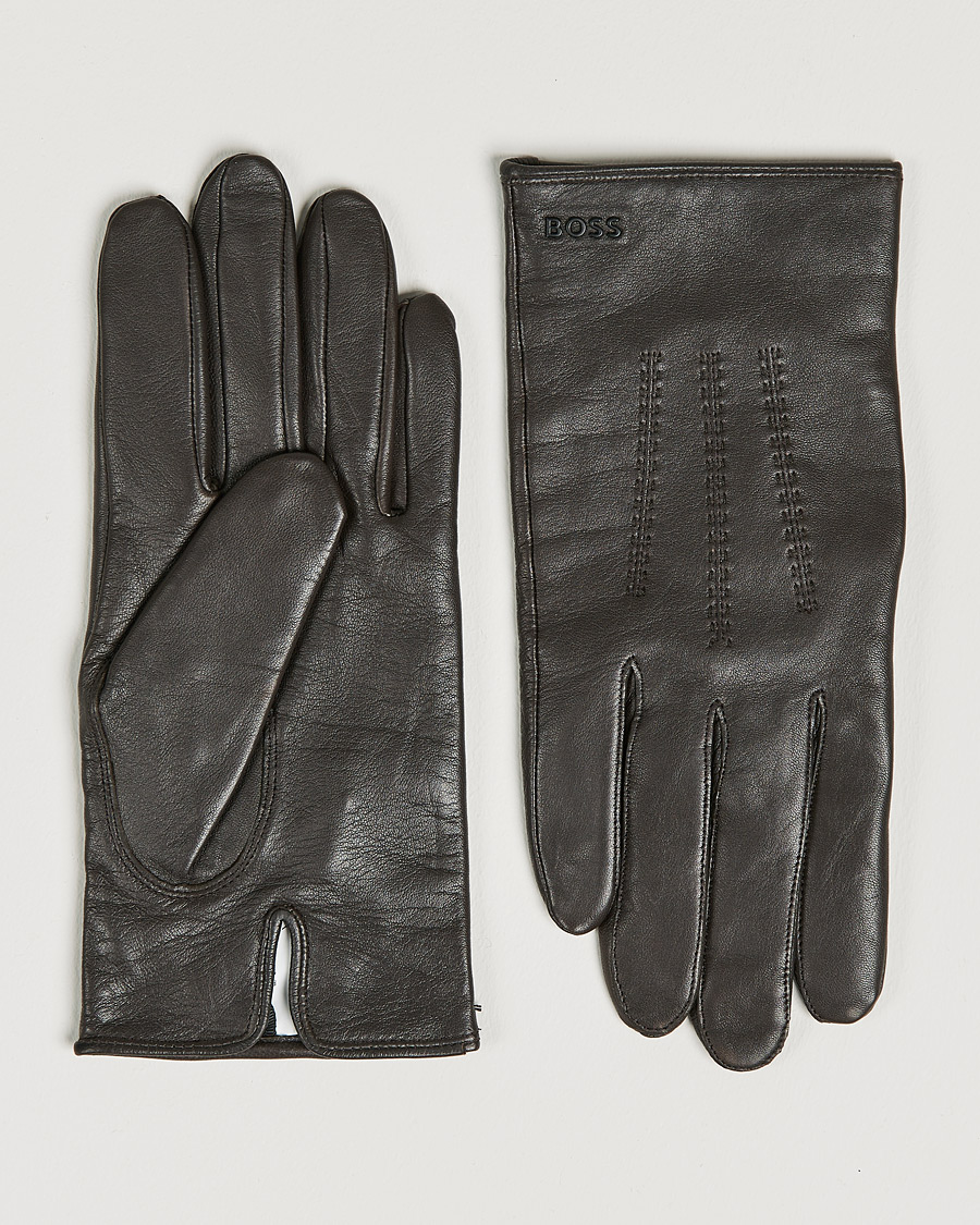 Mies | Hainz Leather Gloves Medium Brown | BOSS BLACK | Hainz Leather Gloves Medium Brown