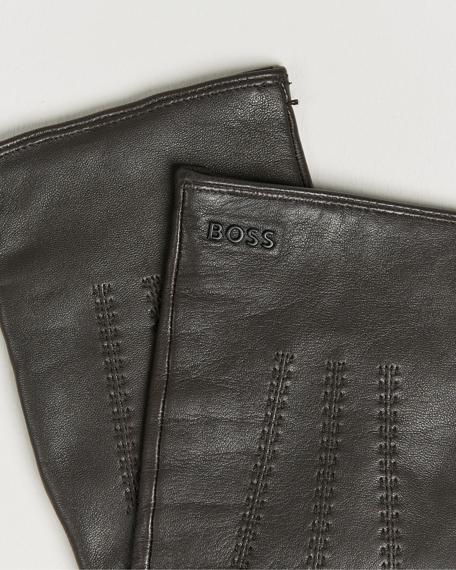 Mies |  | BOSS | Hainz Leather Gloves Medium Brown