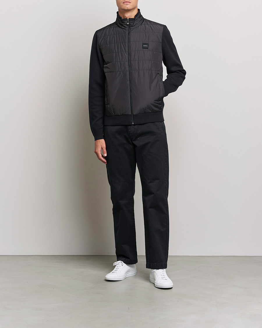 Mies | Puserot | BOSS BLACK | BOSS Lavando Hybrid Full Zip Black