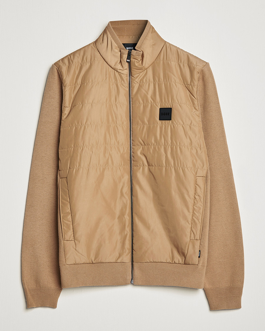 Mies | Puserot | BOSS BLACK | BOSS Lavando Hybrid Full Zip Medium Beige