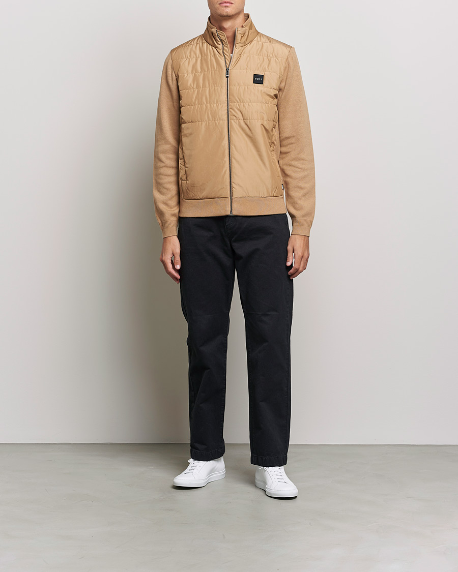 Mies | Puserot | BOSS BLACK | BOSS Lavando Hybrid Full Zip Medium Beige