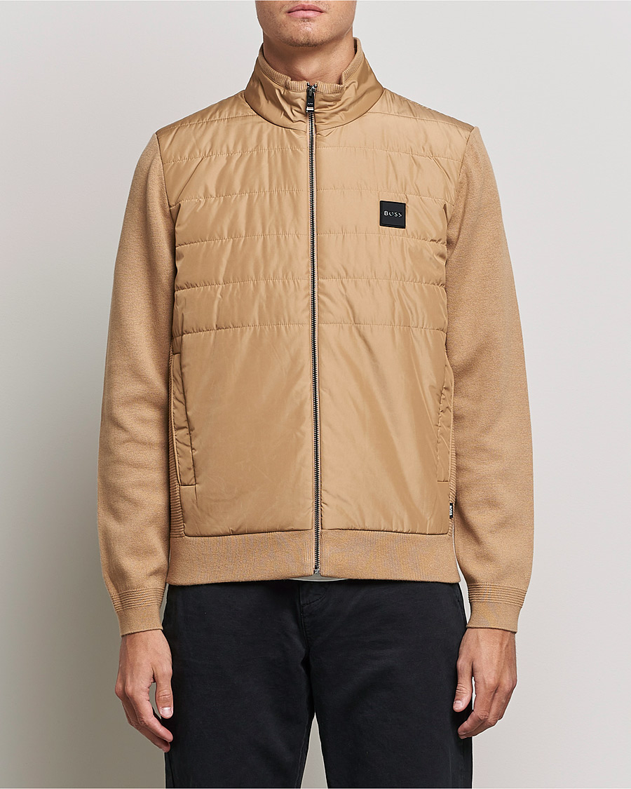 Mies | Puserot | BOSS BLACK | BOSS Lavando Hybrid Full Zip Medium Beige