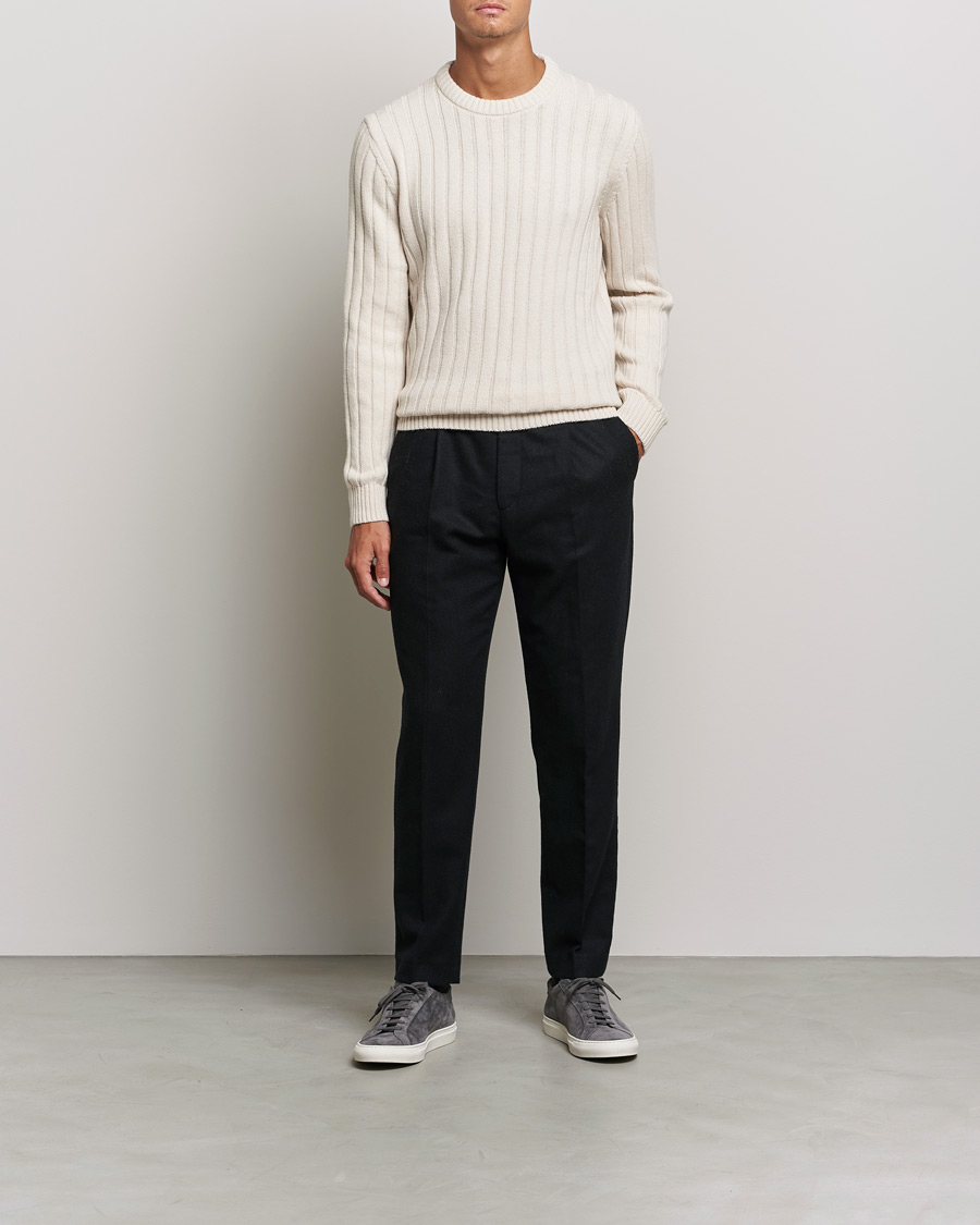 Mies | Neuleet | BOSS | Laaron Structured Knitted Sweater Open White