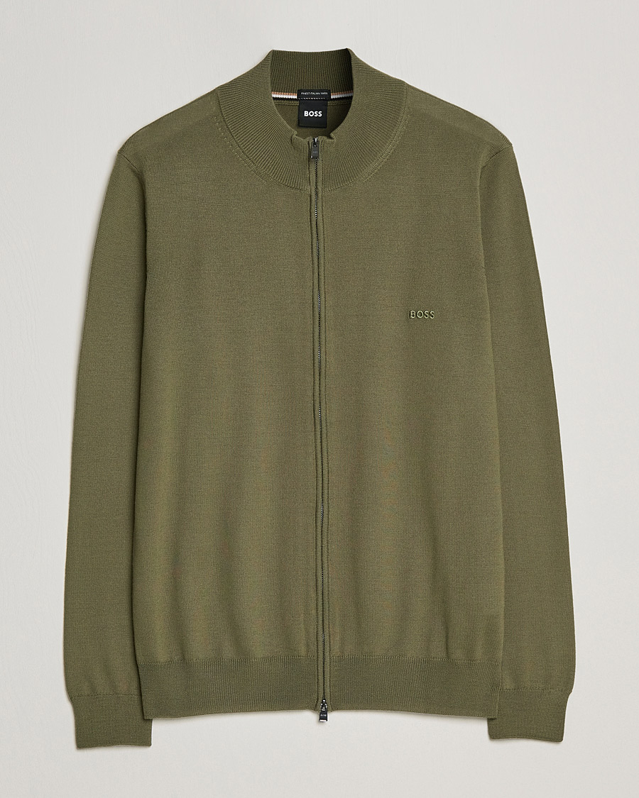Mies | Puserot | BOSS BLACK | Balonso Full Zip Sweater Open Green