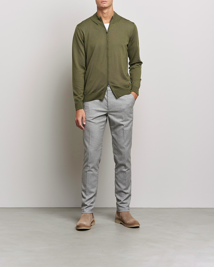 Mies | Vetoketjulliset puserot | BOSS | Balonso Full Zip Sweater Open Green