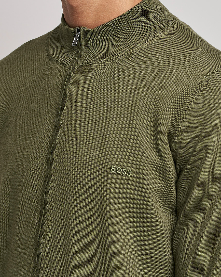 Mies | Puserot | BOSS BLACK | Balonso Full Zip Sweater Open Green