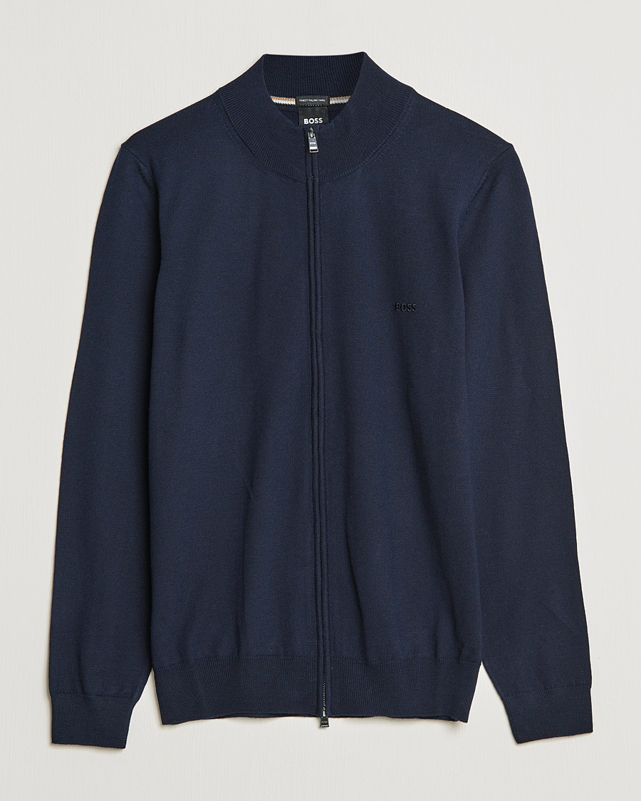 Mies | Puserot | BOSS BLACK | Balonso Full Zip Sweater Dark Blue