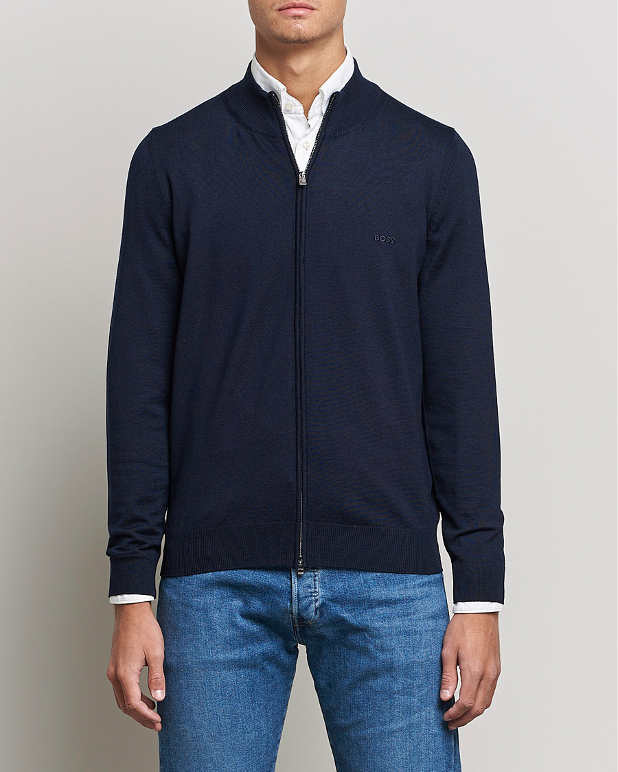 Mies | Puserot | BOSS BLACK | Balonso Full Zip Sweater Dark Blue