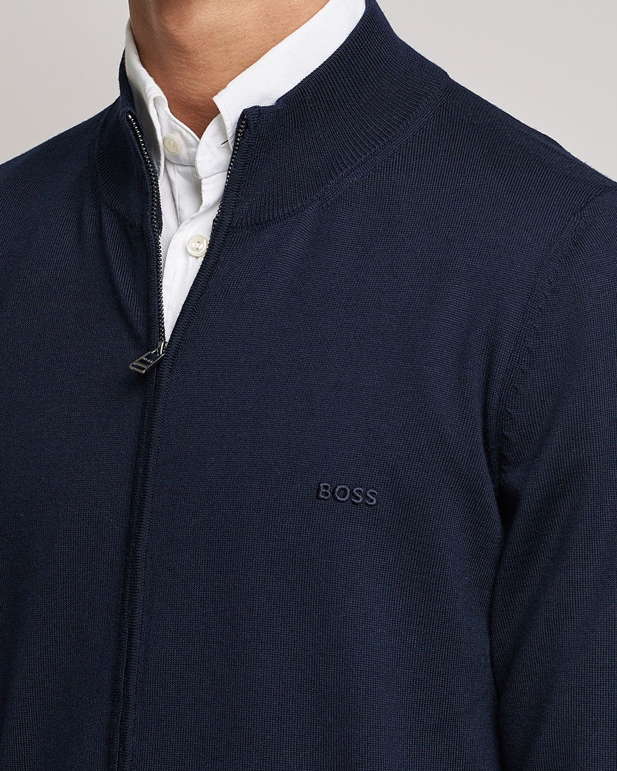 Mies | Puserot | BOSS BLACK | Balonso Full Zip Sweater Dark Blue