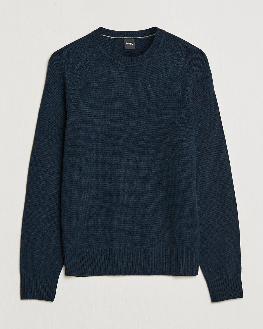 Mies | Puserot | BOSS BLACK | BOSS Lolive Knitted Sweater Dark Blue