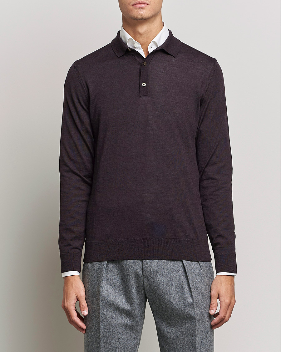 Mies |  | BOSS | Lancione Merino Knitted Polo Medium Brown