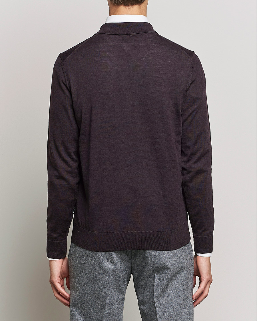 Mies | Puserot | BOSS BLACK | Lancione Merino Knitted Polo Medium Brown