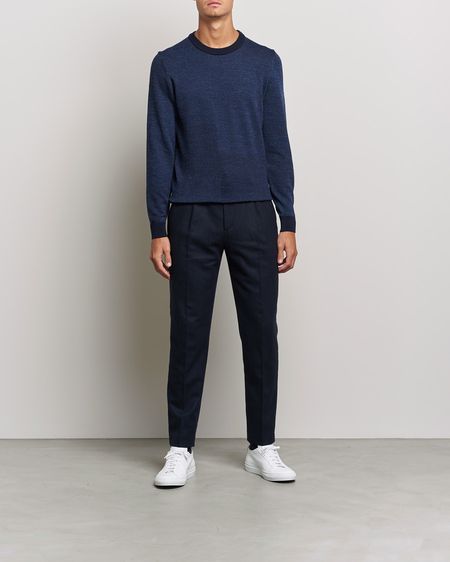 Mies | Puserot | BOSS BLACK | Leugenio Strucktured Block Sweater Dark Blue