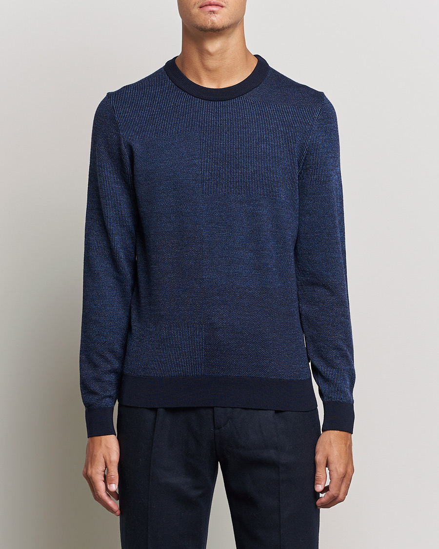 Mies | Puserot | BOSS BLACK | Leugenio Strucktured Block Sweater Dark Blue