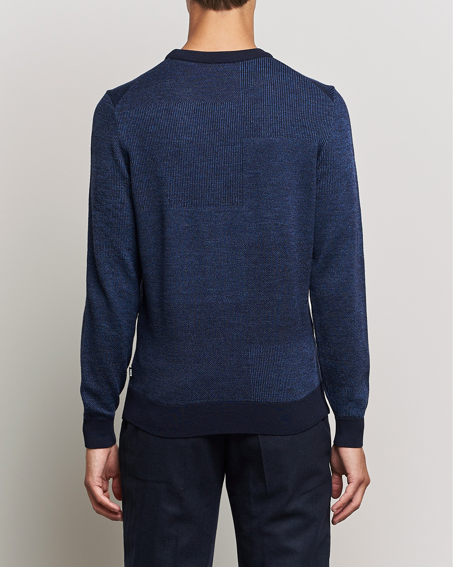 Mies | Puserot | BOSS BLACK | Leugenio Strucktured Block Sweater Dark Blue
