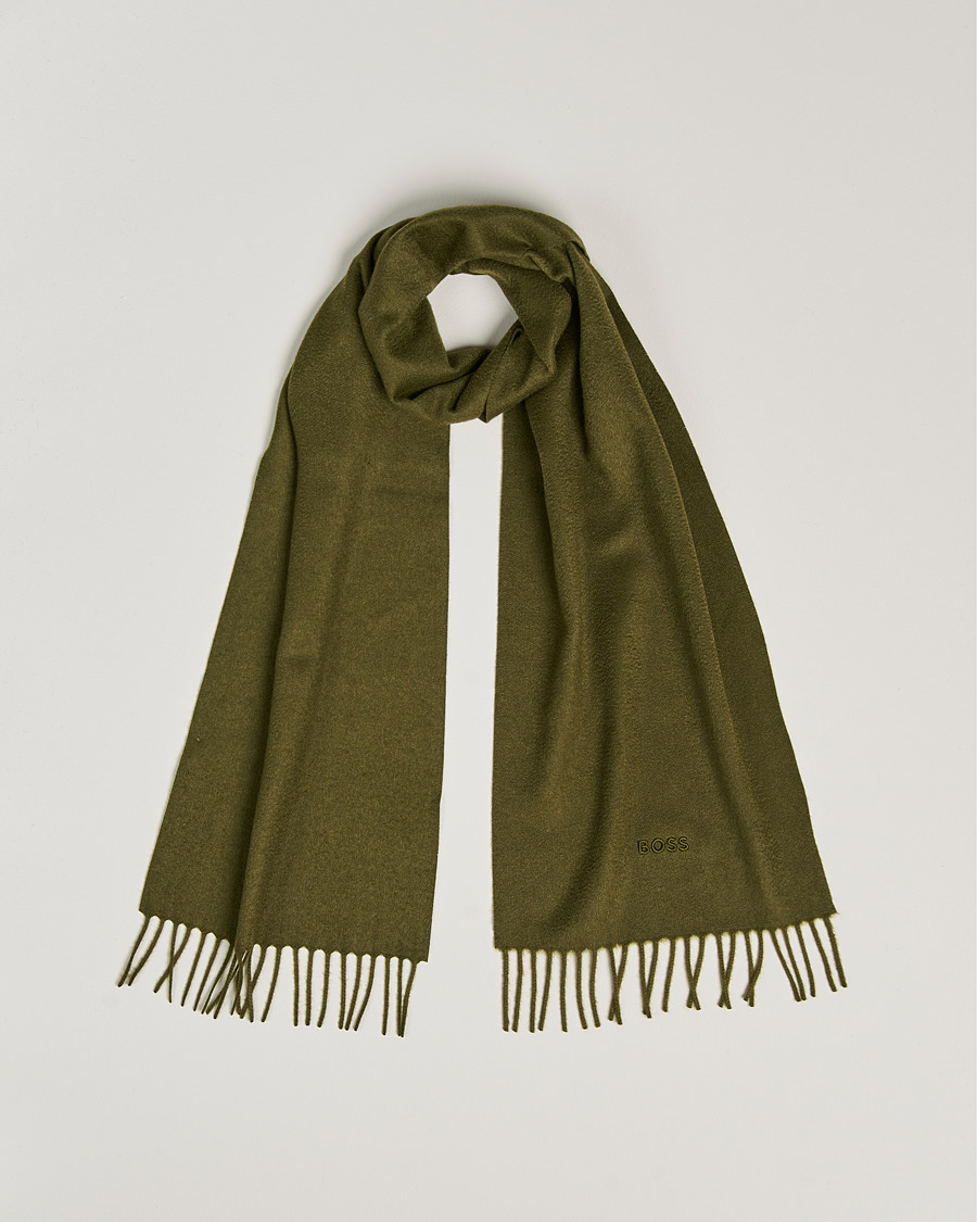 Mies | Scottas Cashmere Scarf Open Green | BOSS BLACK | Scottas Cashmere Scarf Open Green