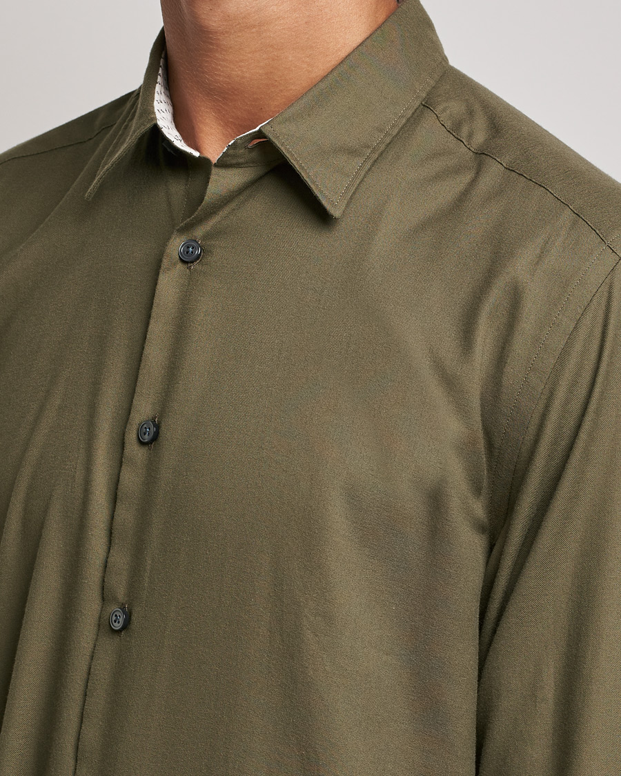 Mies | Kauluspaidat | BOSS BLACK | Liam Flannel Shirt Open Green