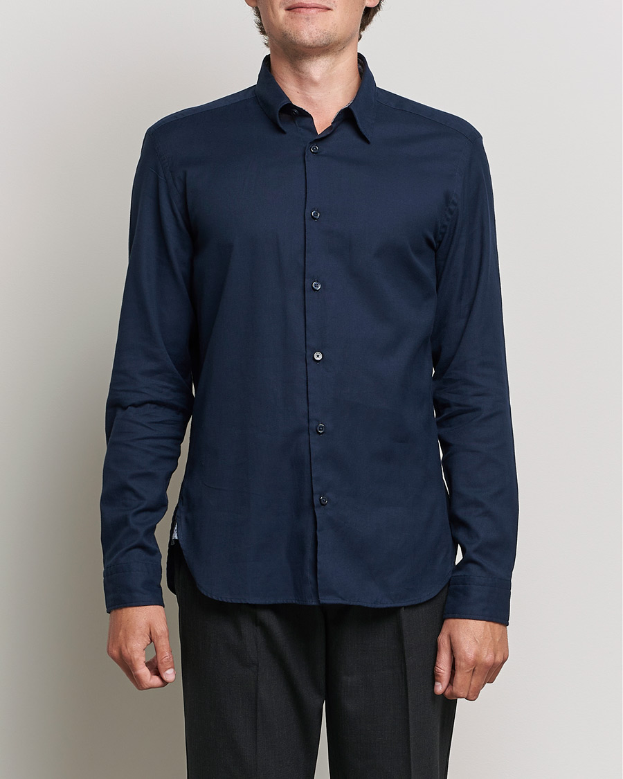 Mies | Kauluspaidat | BOSS BLACK | Liam Flannel Shirt Dark Blue