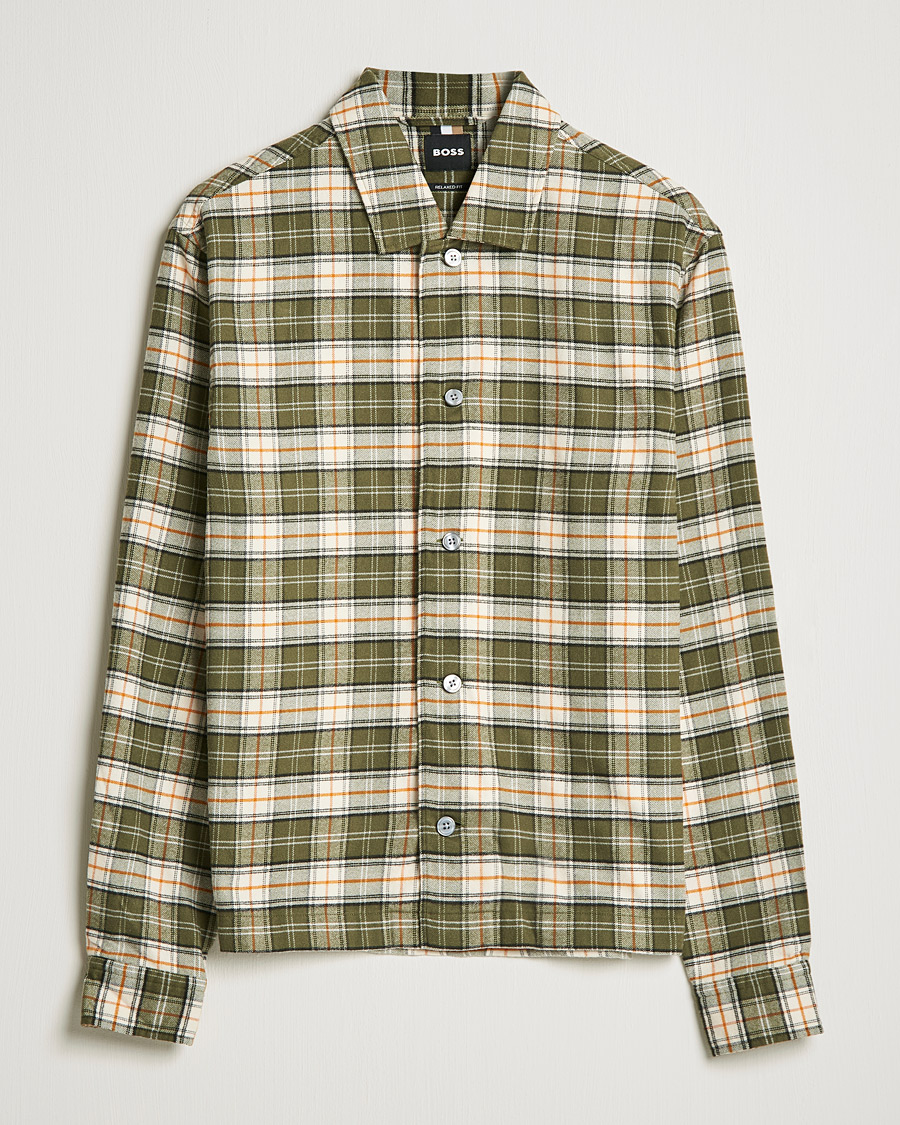 Mies | Kauluspaidat | BOSS BLACK | Nolan Check Flannel Shirt Open Green