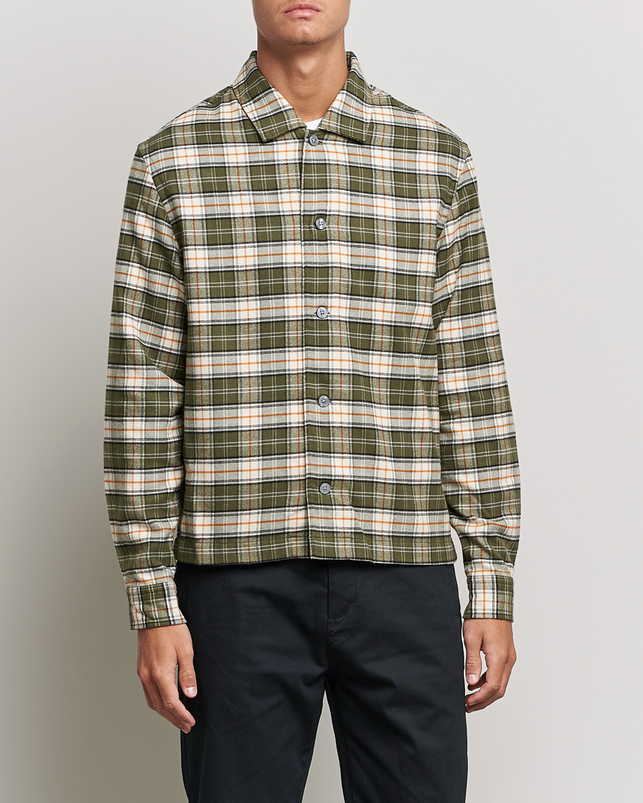 Mies | Flanellipaidat | BOSS | Nolan Check Flannel Shirt Open Green
