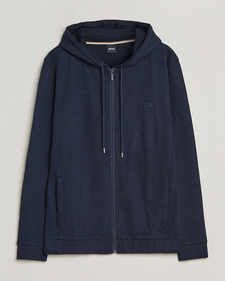 Mies | Puserot | BOSS BLACK | Cashmere Full Zip Hoodie Dark Blue