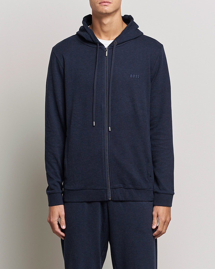 Mies | Puserot | BOSS BLACK | Cashmere Full Zip Hoodie Dark Blue