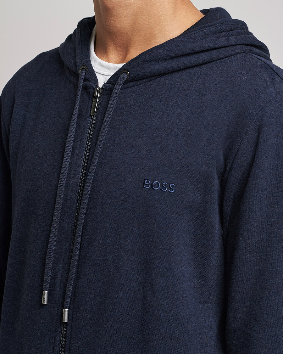 Mies | Puserot | BOSS BLACK | Cashmere Full Zip Hoodie Dark Blue