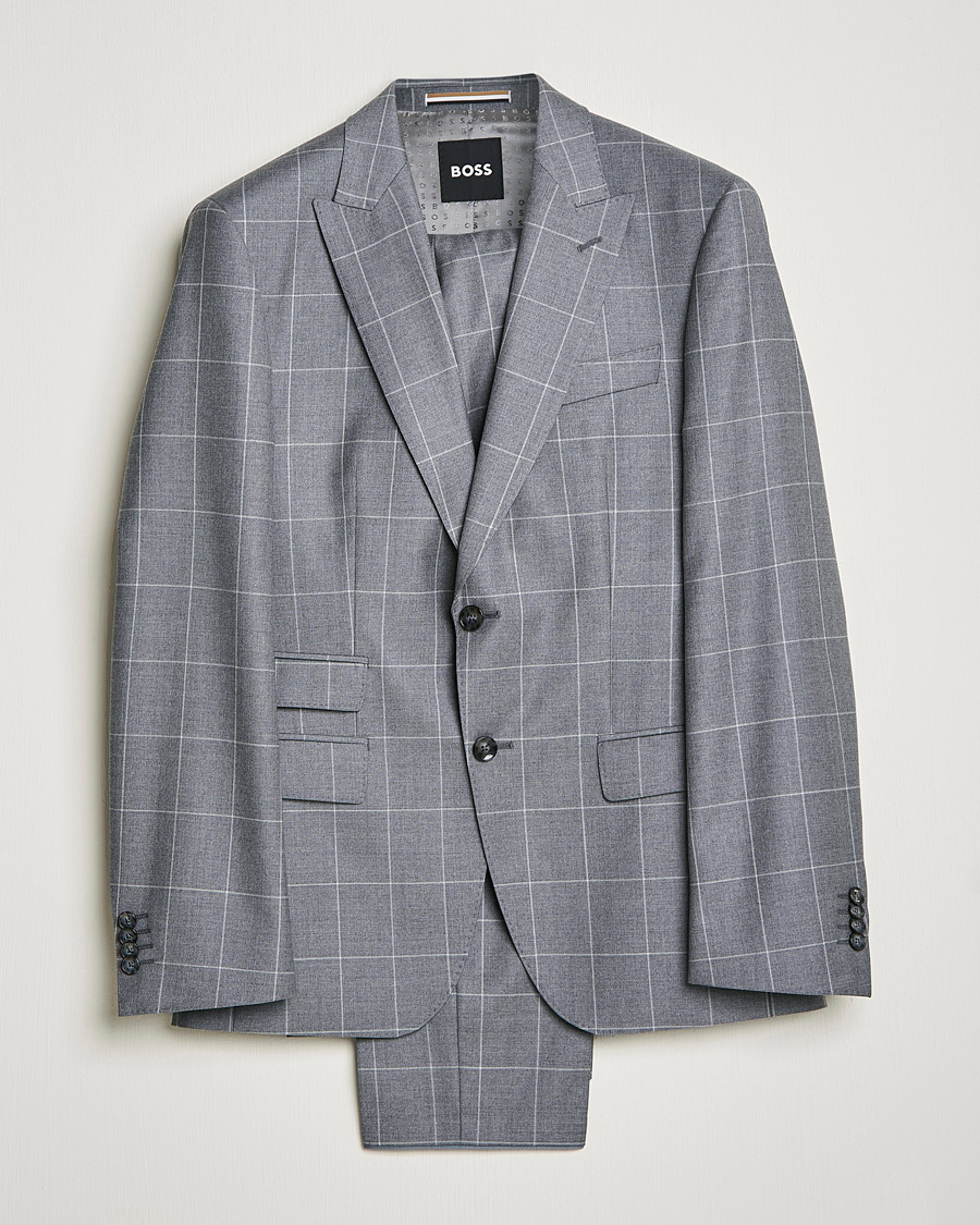 Mies | Puvut | BOSS BLACK | BOSS Huge Wool Checked Suit Silver