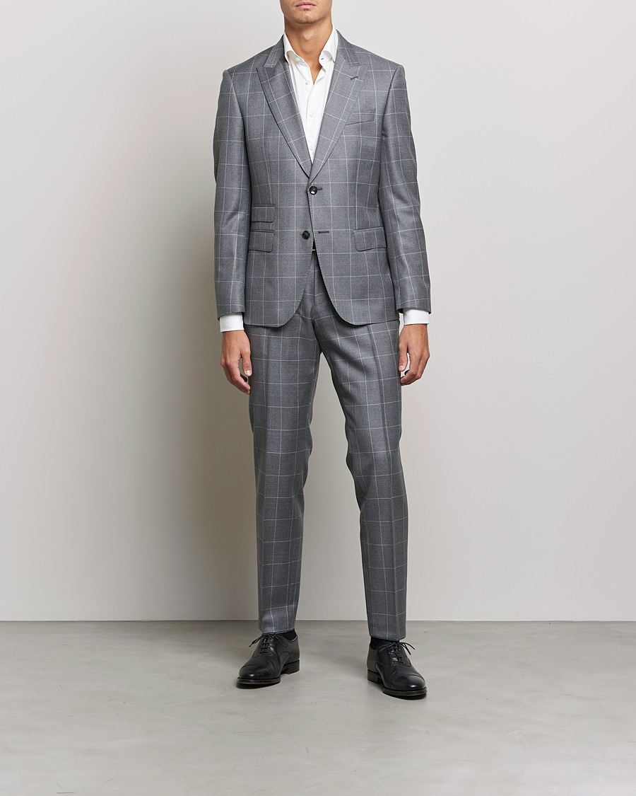 Mies | Puvut | BOSS | Huge Wool Checked Suit Silver