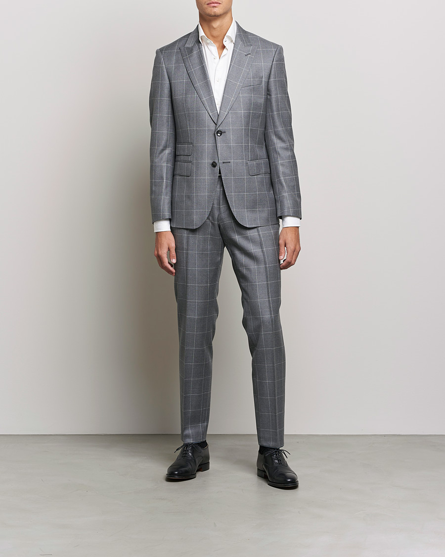 Mies | Puvut | BOSS BLACK | BOSS Huge Wool Checked Suit Silver