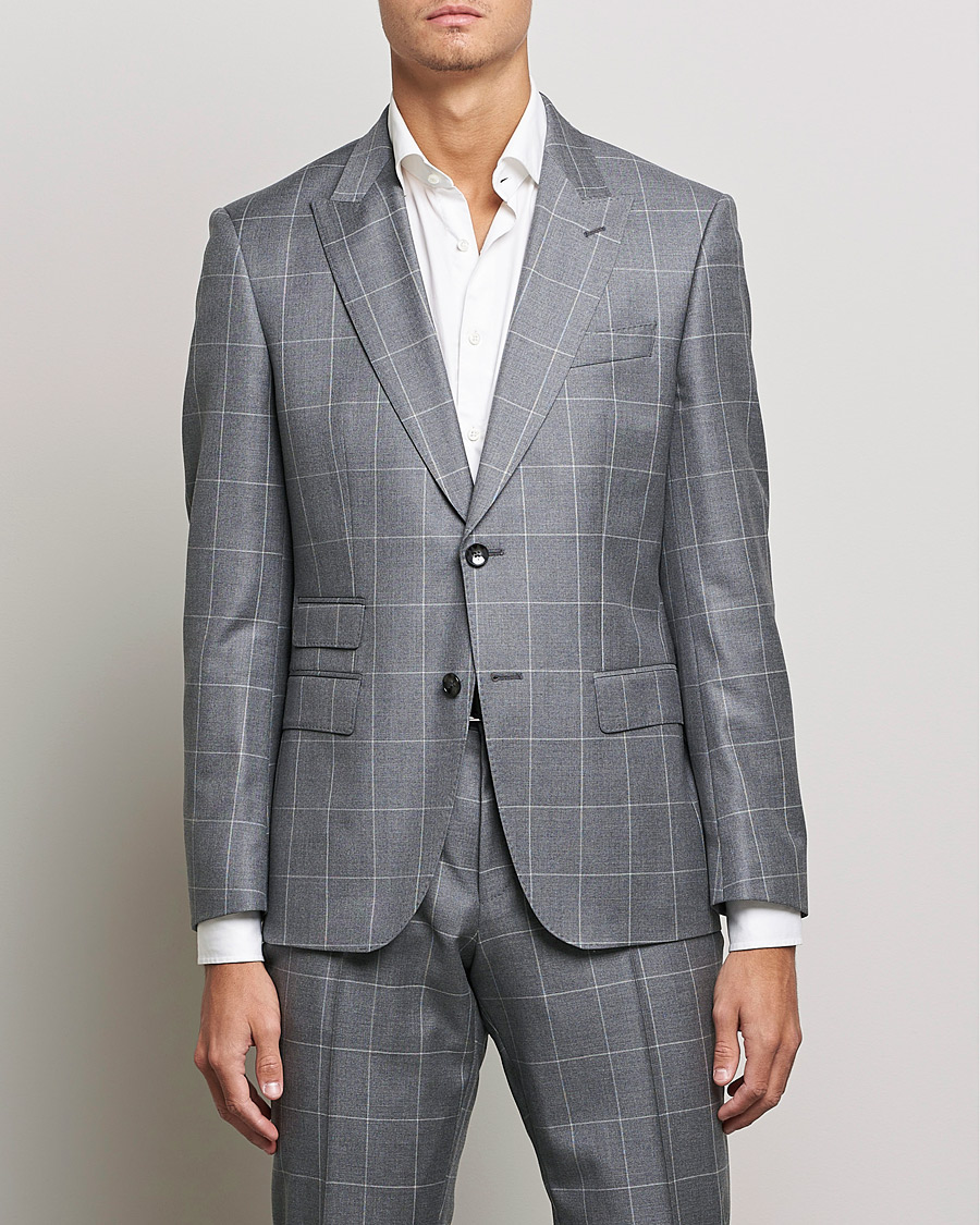 Mies | Puvut | BOSS BLACK | BOSS Huge Wool Checked Suit Silver