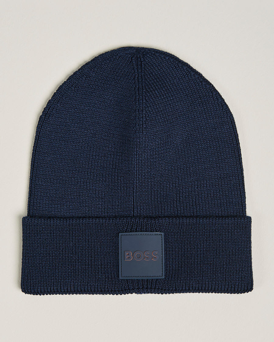 Mies | BOSS Casual Foxxy Logo Beanie Dark Blue | BOSS ORANGE | BOSS Casual Foxxy Logo Beanie Dark Blue