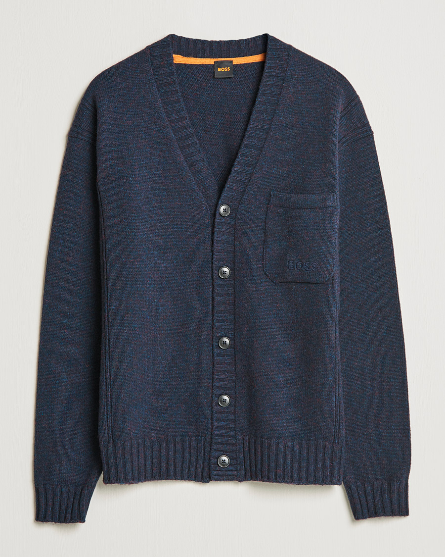 Mies | Puserot | BOSS ORANGE | BOSS Casual Kouzzle Knitted Cardigan Dark Blue