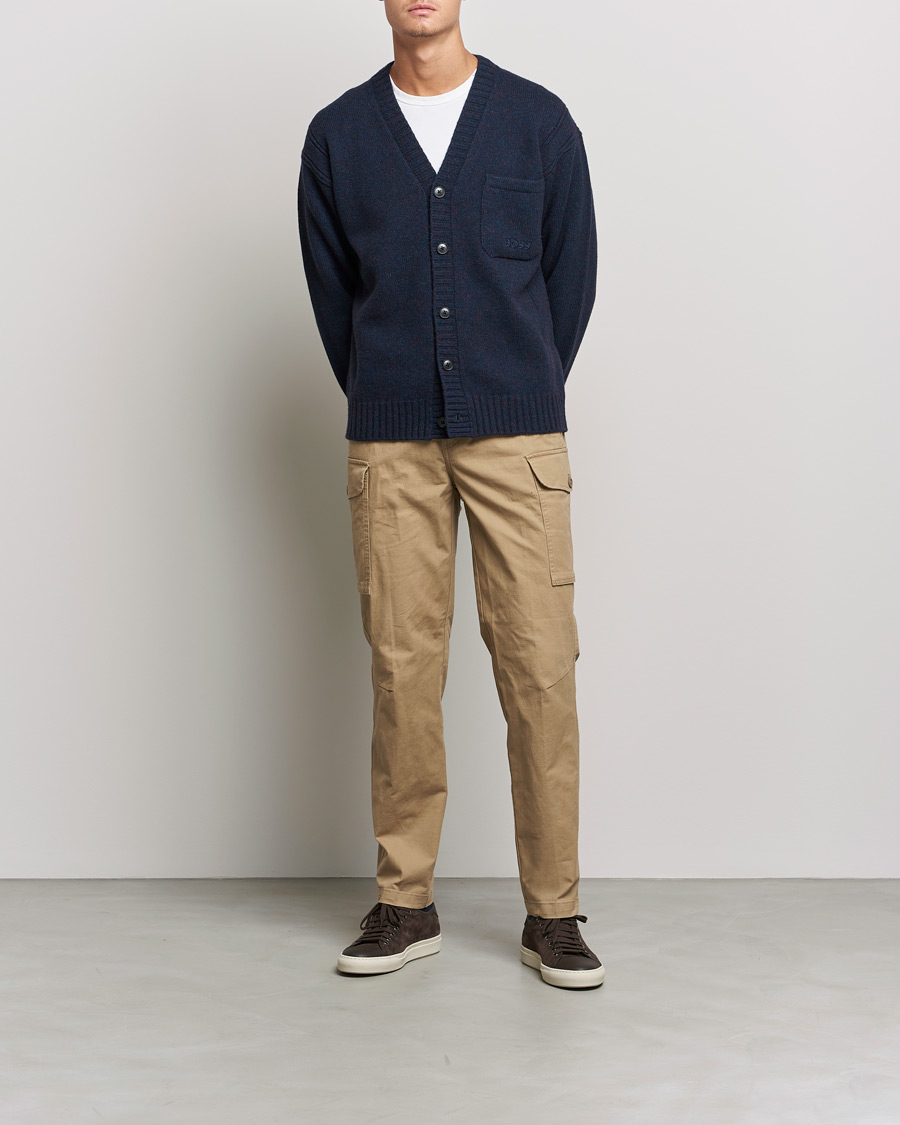 Mies | Puserot | BOSS ORANGE | BOSS Casual Kouzzle Knitted Cardigan Dark Blue