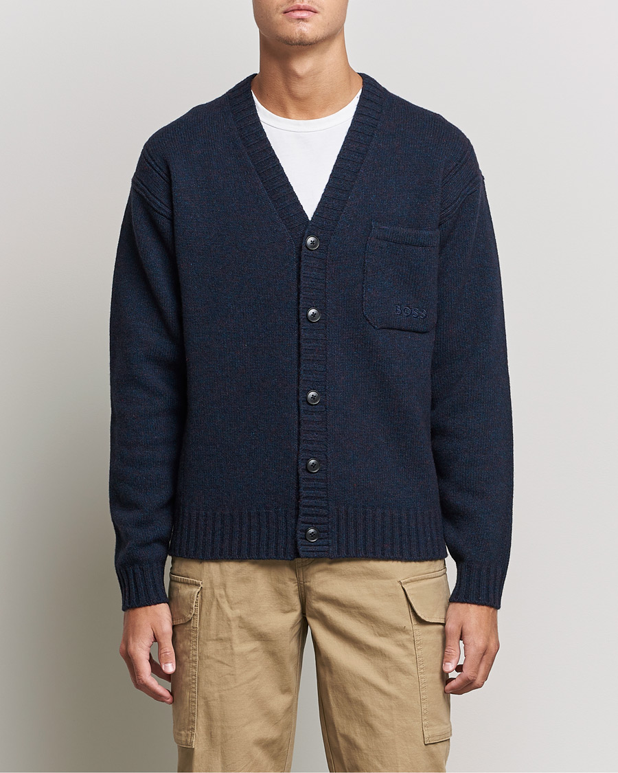 Mies |  | BOSS Casual | Kouzzle Knitted Cardigan Dark Blue