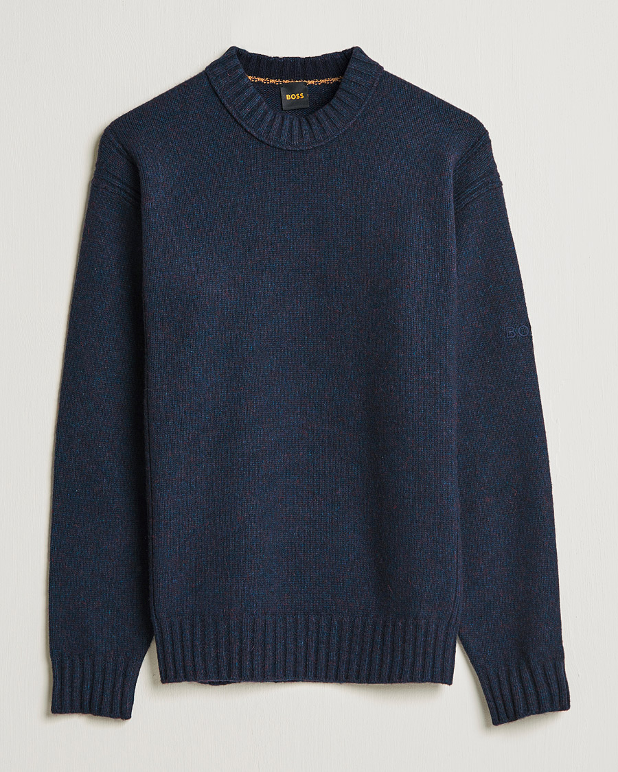 Mies | Puserot | BOSS ORANGE | BOSS Casual Ashetland Knitted Sweater Dark Blue