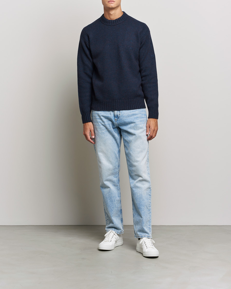 Mies | Neuleet | BOSS Casual | Ashetland Knitted Sweater Dark Blue