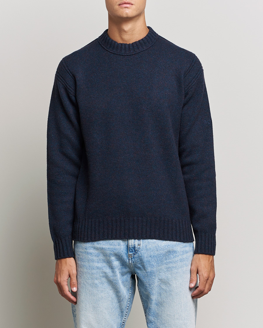 Mies | Puserot | BOSS ORANGE | BOSS Casual Ashetland Knitted Sweater Dark Blue