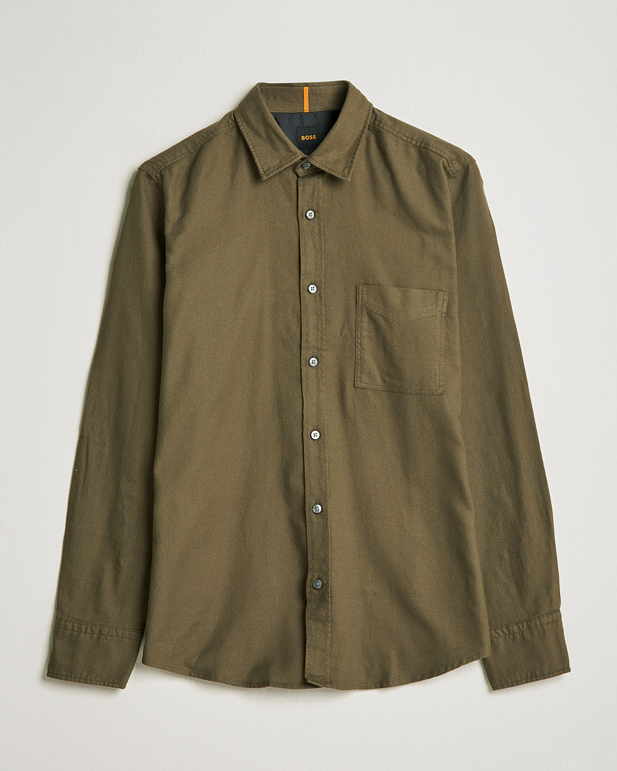 Mies | Kauluspaidat | BOSS ORANGE | Relegant Flannel Shirt Dark Green