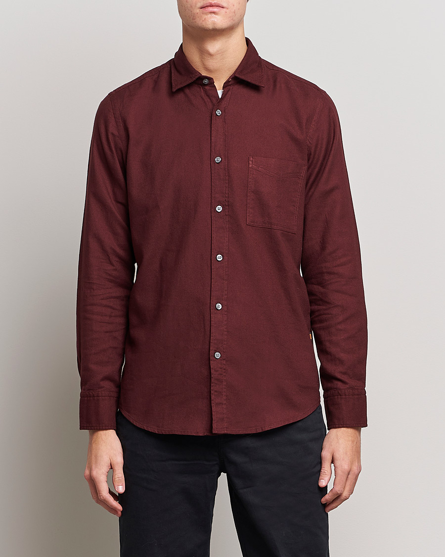 Mies | Flanellipaidat | BOSS ORANGE | Relegant Flannel Shirt Dark Red