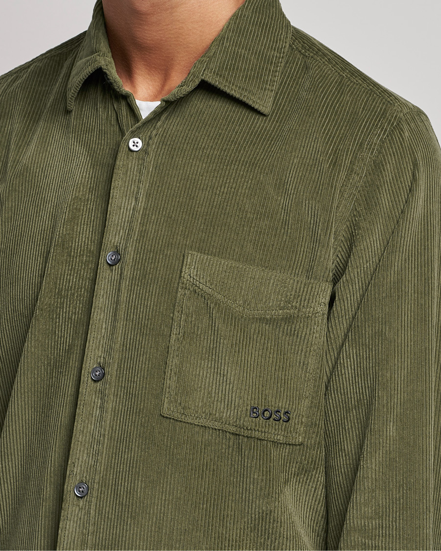 Mies | Kauluspaidat | BOSS ORANGE | Relegant Corduroy Shirt Dark Green