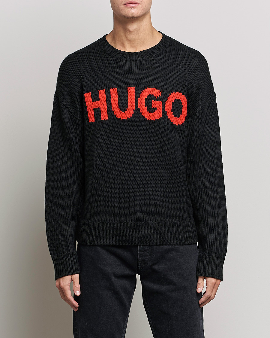 Mies | HUGO | HUGO | Slogonon Knitted Sweater Black