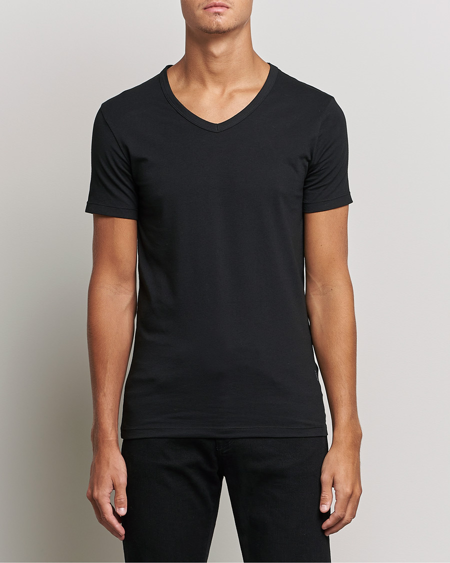 Mies | Mustat t-paidat | BOSS BLACK | 2-Pack V-Neck Slim Fit T-Shirt Black