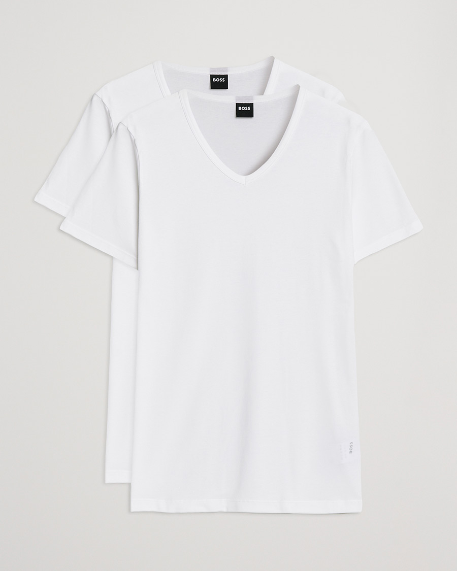 Mies | T-paidat | BOSS BLACK | 2-Pack V-Neck Slim Fit T-Shirt White